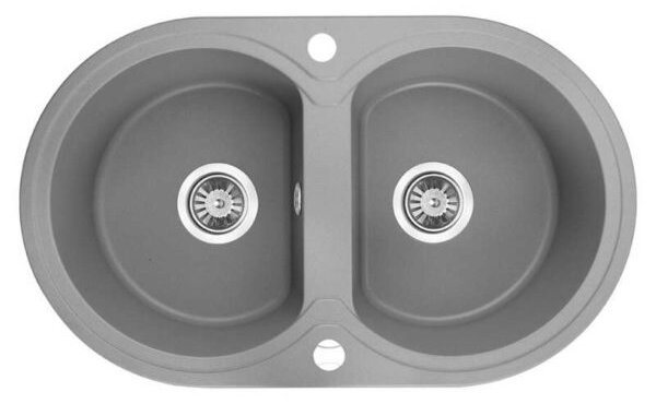 Laveo Dafne, chiuvetă granit cu 2 camere 780x470x204 mm, gri, LAV-SBD_520T