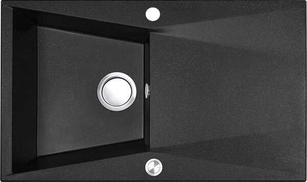 Laveo Grenada, chiuvetă granit cu 1 cameră 780x480x204 mm, negru, LAV-SBG_711T
