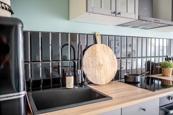 Laveo Grenada, chiuvetă granit cu 1 cameră 600x480x227 mm, negru, LAV-SBG_710T