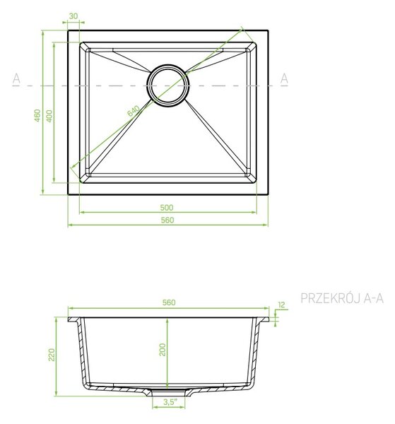 Laveo Ibiza, chiuveta granit cu 1 camera 560x460x220 mm, bej, LAV-SBI_410U