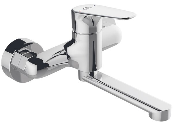 Laveo Rondo, baterie pentru chiuvetă montată pe perete h-127, crom, LAV-BLX_050D