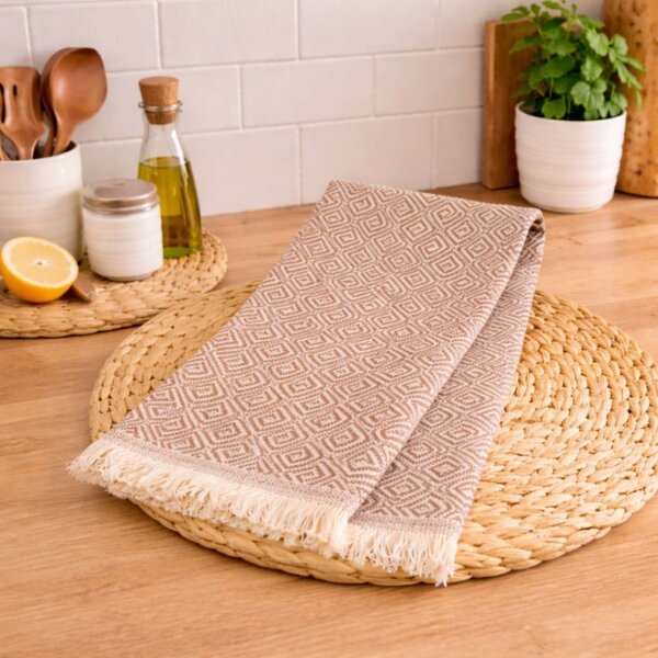 Prosop bucatarie bumbac 100% peshtemal, 30x50cm, Colored maro