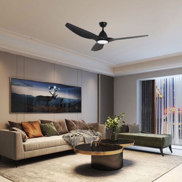 ZEVENTI - Ventilator de tavan URBINO LED, 20W/230V, Wi-Fi Tuya, negru + telecomandă