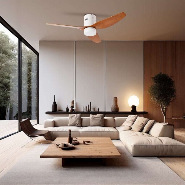 ZEVENTI - LED ventilator de tavan PADUA LED/18W/230V Wi-Fi Tuya alb/maro + telecomandă