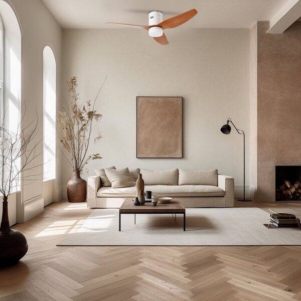 ZEVENTI - LED ventilator de tavan PADUA LED/18W/230V Wi-Fi Tuya alb/maro + telecomandă