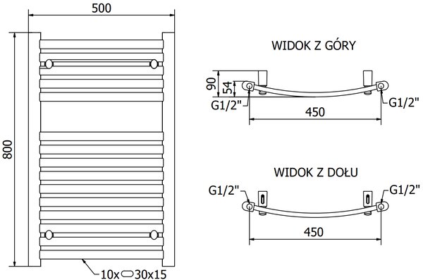 Mexen Helios, element electric de încălzire 800 x 500 mm, 600 W, alb, W103-0800-500-2600-20