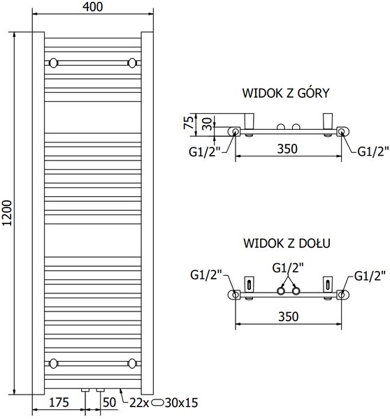Mexen Hades, element electric de încălzire 1200 x 400 mm, 600 W, antracit, W104-1200-400-2600-66