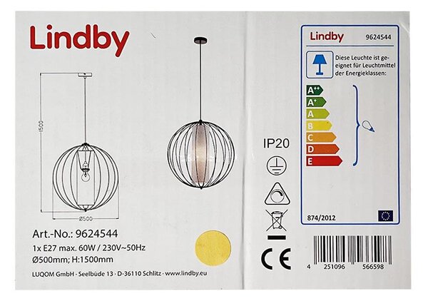 Lustră pe cablu KORIKO 1xE27/60W/230V Lindby