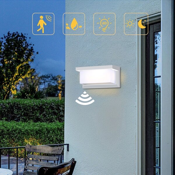 Aplică LED de exterior cu senzor Brilagi BRICKY LED/12W/230V alb IP54