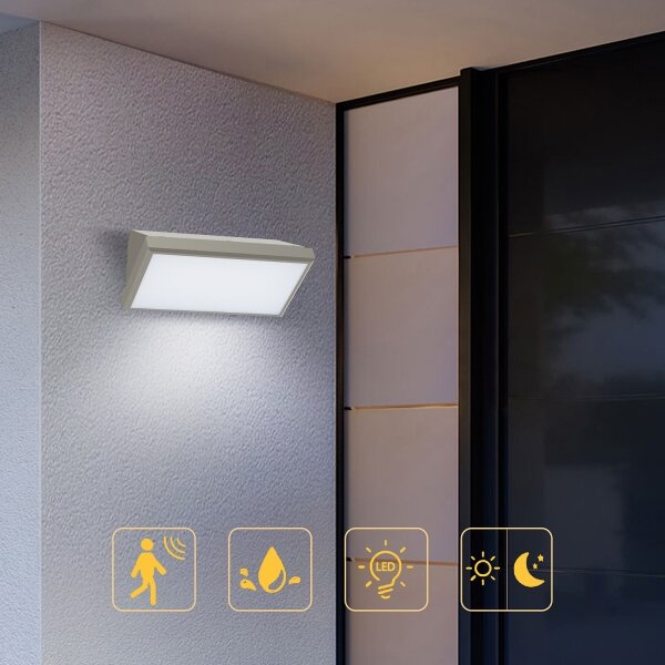 Brilagi-LED Aplica de perete LED pentru exterior cu senzor TRIANGLE, 20W, 230V, gri, IP65