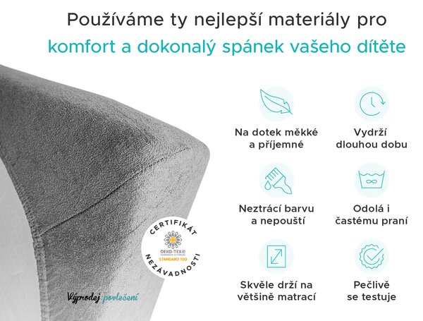 Cearsaf Frotir pentru patut cu elastic gri deschis 60x120 cm