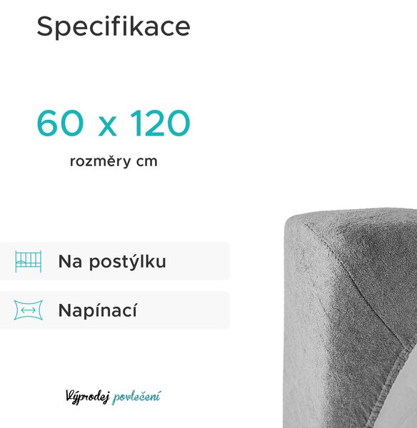 Cearsaf Frotir pentru patut cu elastic gri deschis 60x120 cm