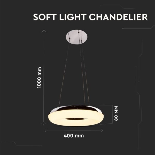 Lustră LED pe cablu LED/40W/230V 3000K d. 40 cm crom lucios