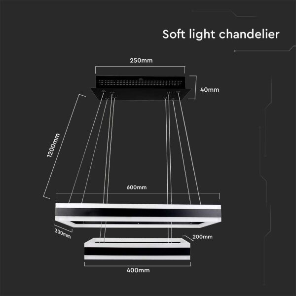 Lustră LED dimabilă pe cablu LED/113W/230V 3000K negru