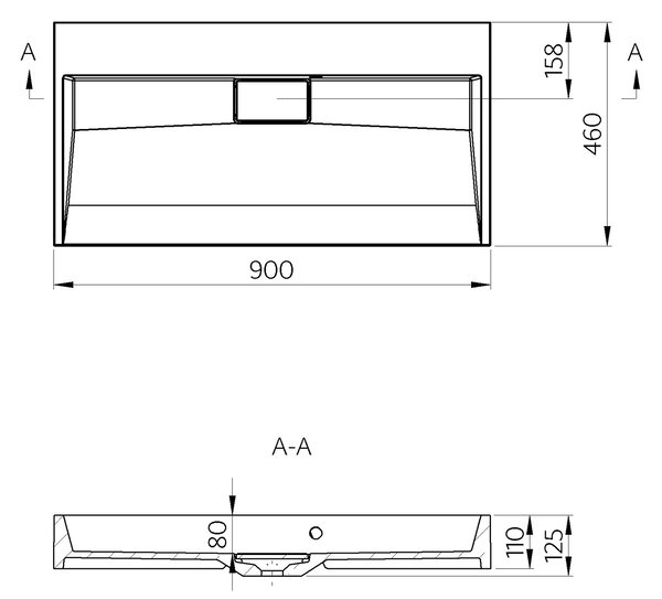 Sapho AMUR, chiuveta 90x46cm, marmura turnata, fara orificiu pentru robinet, alb, 55032-0