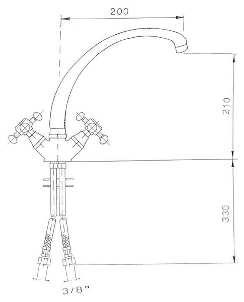 Sapho Sapho, baterie pentru chiuveta ANTEA cu gura mare, inaltime 265 mm, bronz, 3116