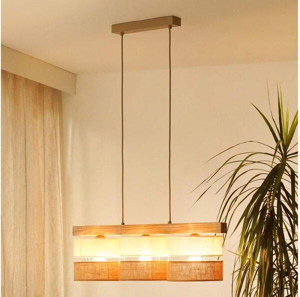 Lustră pe cablu Brilagi FOREST 3xE27/15W/230V pin/bej/crem