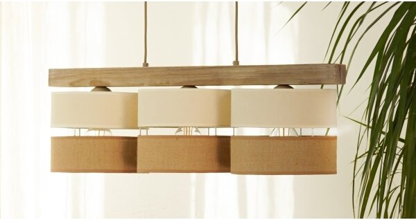 Lustră pe cablu Brilagi FOREST 3xE27/15W/230V pin/bej/crem