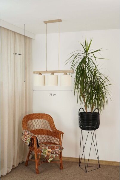 Lustră pe cablu Brilagi FOREST 3xE27/15W/230V pin/maro/crem