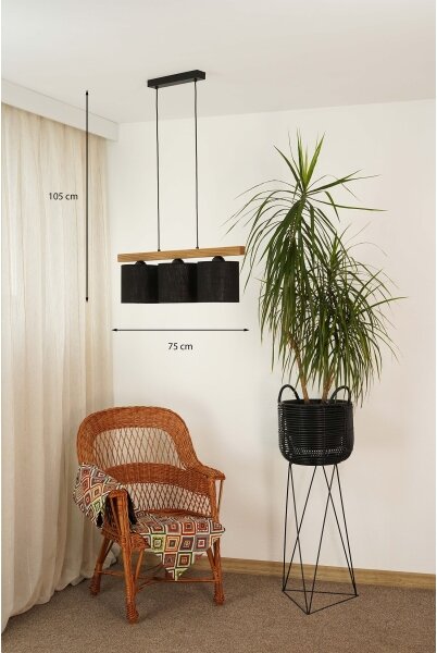 Lustră pe cablu Brilagi FOREST 3xE27/15W/230V pin/negru