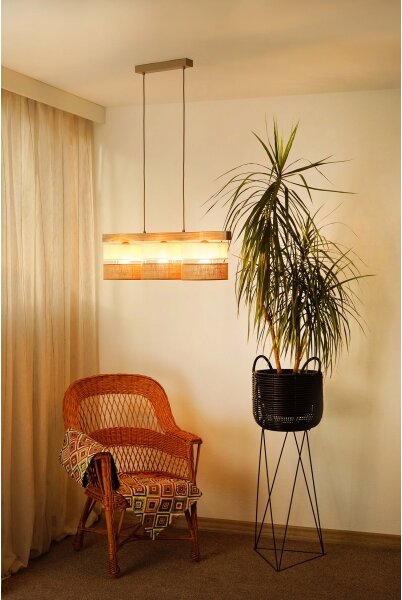 Lustră pe cablu Brilagi FOREST 3xE27/15W/230V pin/bej/crem