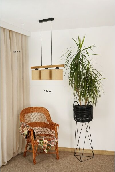 Lustră pe cablu Brilagi FOREST 3xE27/15W/230V pin/maro/negru