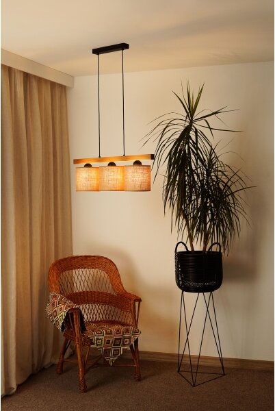 Lustră pe cablu Brilagi FOREST 3xE27/15W/230V pin/maro/negru