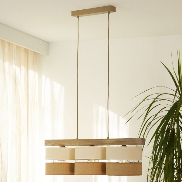 Lustră pe cablu Brilagi FOREST 3xE27/15W/230V pin/bej/crem
