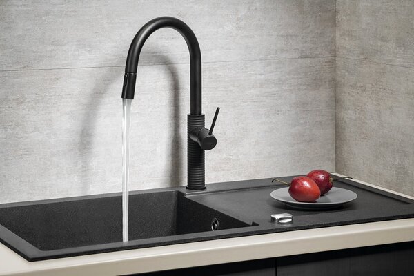 Sapho Sapho, baterie autonomă pentru chiuvetă FLAWO, negru mat, FR576B