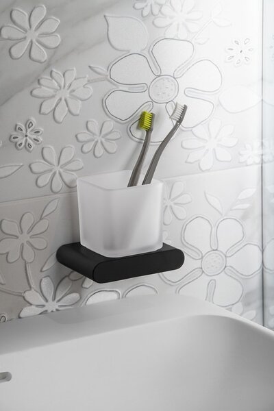 Sapho Sapho, sticla FLORI, sticla lapte, mat negru, RF004/15