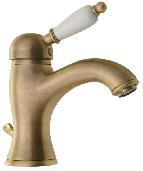 Sapho Sapho, baterie de bază pentru chiuvetă KIRKÉ WHITE cu priză, mâner alb, bronz, KI02BB