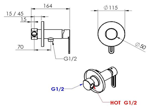 Sapho Sapho, Baterie ascunsă cu spray bideu, rotund, crom, 1103-07