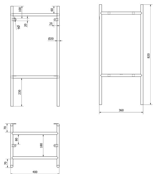 Sapho Sapho, piedestal PUNO sub chiuveta 400x820x360mm, mat auriu, SKA570-5