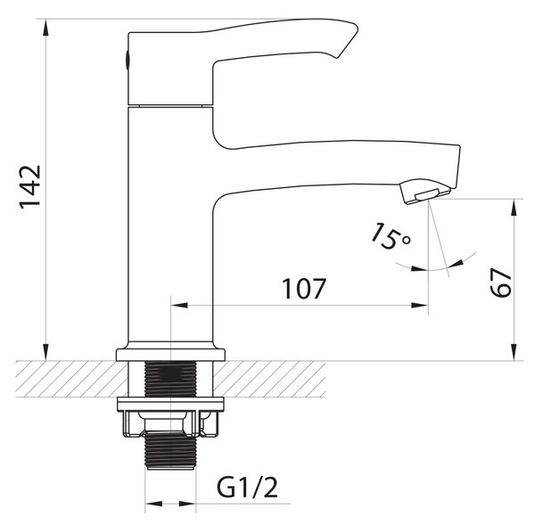 Sapho Sapho, supapă pentru chiuvetă MIC, 1/2", 142 mm, crom, SM22