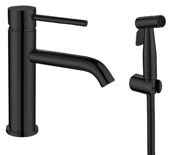 Sapho Sapho, RHAPSODY Baterie pentru lavoar cu spray manual pentru bideu, negru mat, 1209-08B