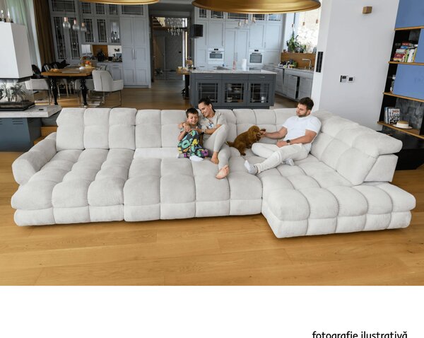 KONDELA Set canapea extensibilă cu funcţie de extensie electrică, bej-gri Taupe, pe stânga, TOLLO L ROH
