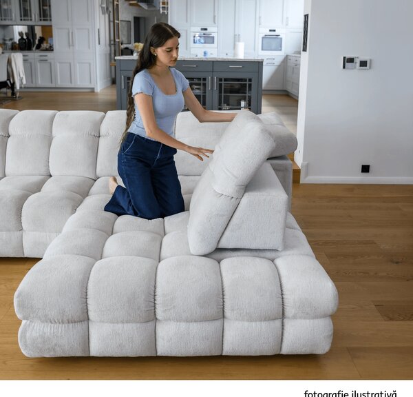 KONDELA Set canapea extensibilă cu funcţie de extensie electrică, bej-gri Taupe, pe stânga, TOLLO L ROH