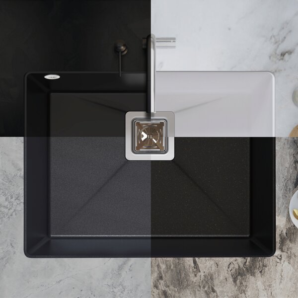 SINK Quality Chiuveta Quality Argon 60, chiuveta granit bucatarie 550x420x225 mm + sifon crom, pete negre-Brocart, SKQ-ARG.B.1KBO.60.X