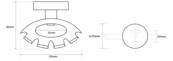 Sapho Sapho, suport perie X-ROUND, crom, XR901