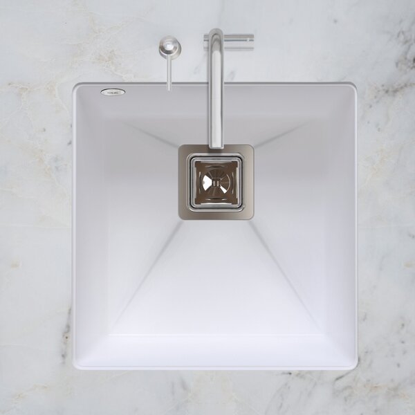 SINK Quality Chiuveta Quality Argon 50, chiuveta granit bucatarie 420x420x225 mm + sifon crom, pete negre-Brocart, SKQ-ARG.B.1KBO.50.X