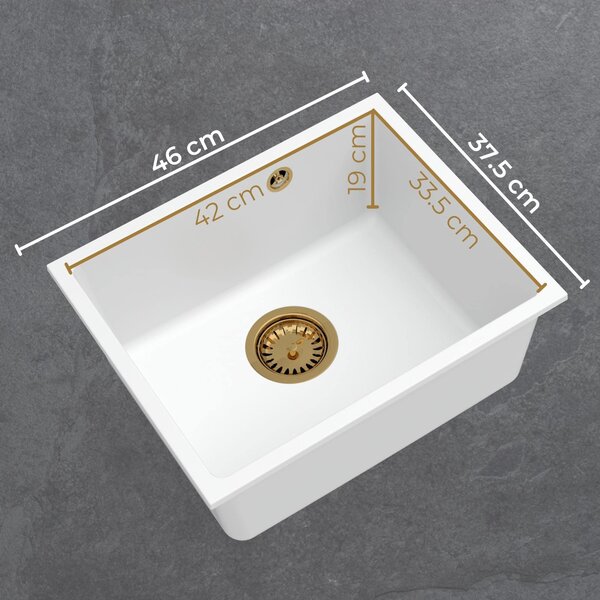 SINK Quality Chiuveta Quality Crypton 55, chiuveta granit bucatarie 460x375x205 mm + sifon negru, pete negre, SKQ-CRY.B.1KBO.55.XB