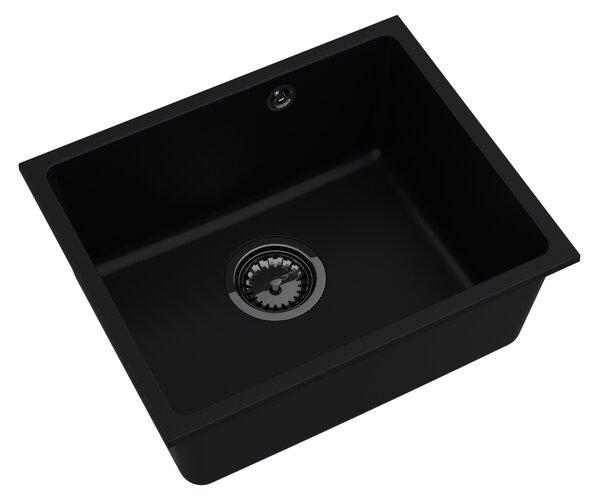 SINK Quality Chiuveta Quality Crypton 55, chiuveta granit bucatarie 460x375x205 mm + sifon negru, negru, SKQ-CRY.C.1KBO.55.XB