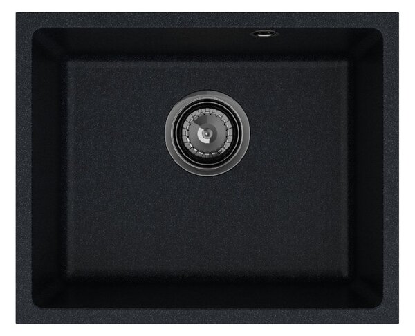 SINK Quality Chiuveta Quality Crypton 55, chiuveta granit bucatarie 460x375x205 mm + sifon negru, pete negre, SKQ-CRY.B.1KBO.55.XB