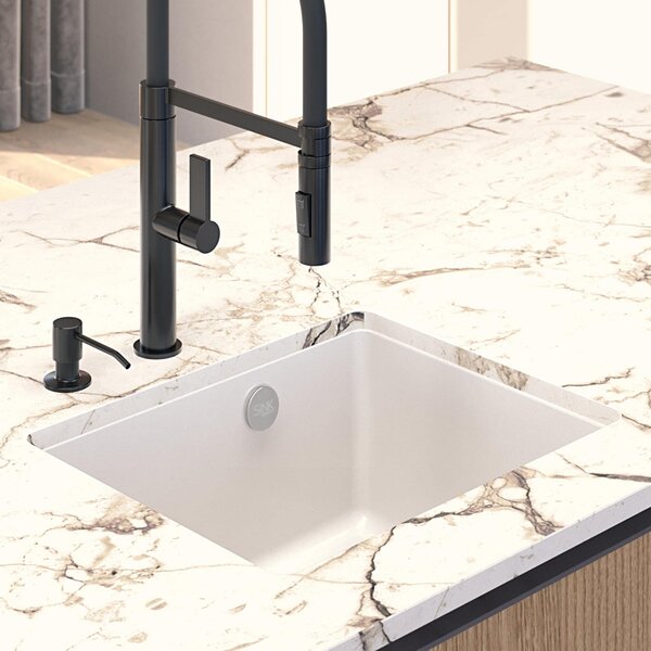 SINK Quality Chiuveta Quality Crypton 55, chiuveta granit bucatarie 460x375x205 mm + sifon negru, pete negre, SKQ-CRY.B.1KBO.55.XB
