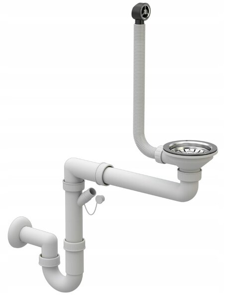 SINK Quality Chiuveta Quality Ferrum 50, chiuveta granit bucatarie 490x450x195 mm + sifon crom, alb, SKQ-FER.W.1K50.X