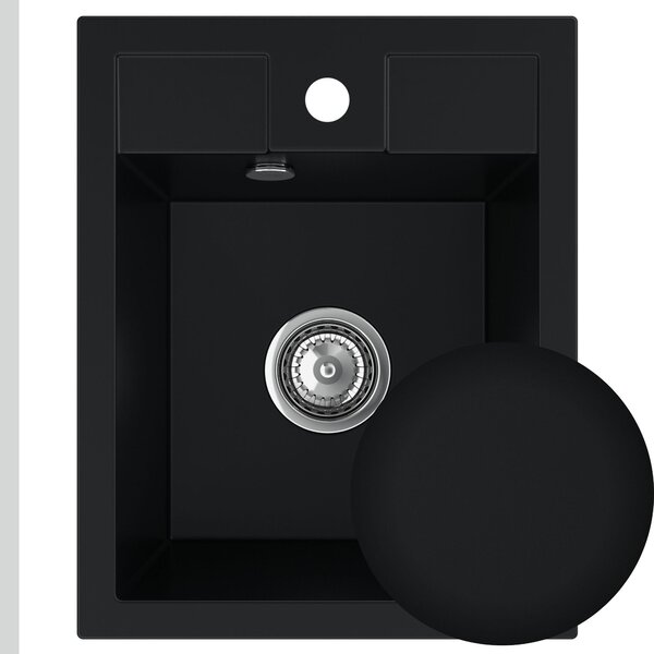 SINK Quality Chiuveta Quality Ferrum 40, chiuveta granit bucatarie 400x500x195 mm + sifon crom, negru, SKQ-FER.C.1K40.X