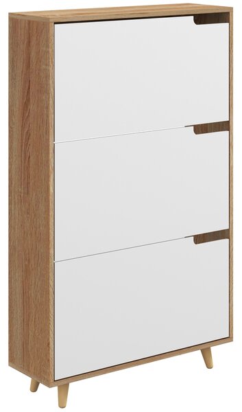 HOMCOM Dulap pentru Pantofi cu Economie de Spațiu cu 3 Sertare și Raft Reglabil, Suport Subțire pentru, 72x24x119 cm, Alb | Aosom Romania