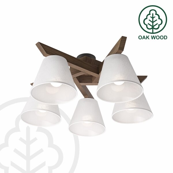 Lustră LED aplicată Brilagi ANTHONY 5xE14/40W/230V stejar nuc/alb