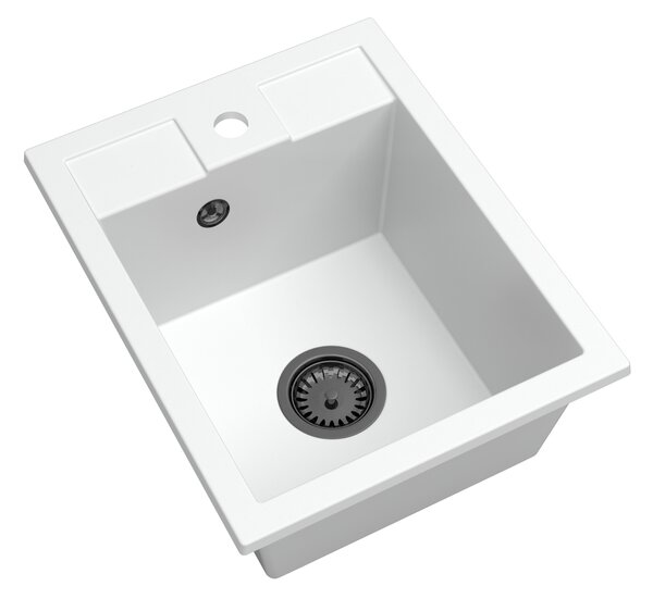 SINK Quality Chiuveta Quality Ferrum 40, chiuveta granit bucatarie 400x500x195 mm + sifon negru, alb, SKQ-FER.W.1K40.XB