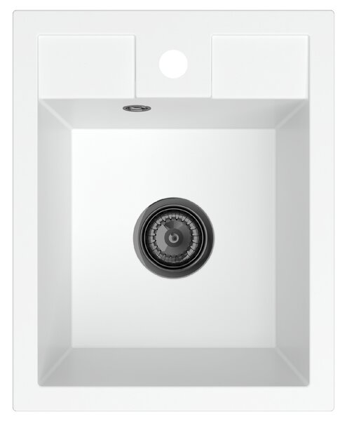SINK Quality Chiuveta Quality Ferrum 40, chiuveta granit bucatarie 400x500x195 mm + sifon negru, alb, SKQ-FER.W.1K40.XB